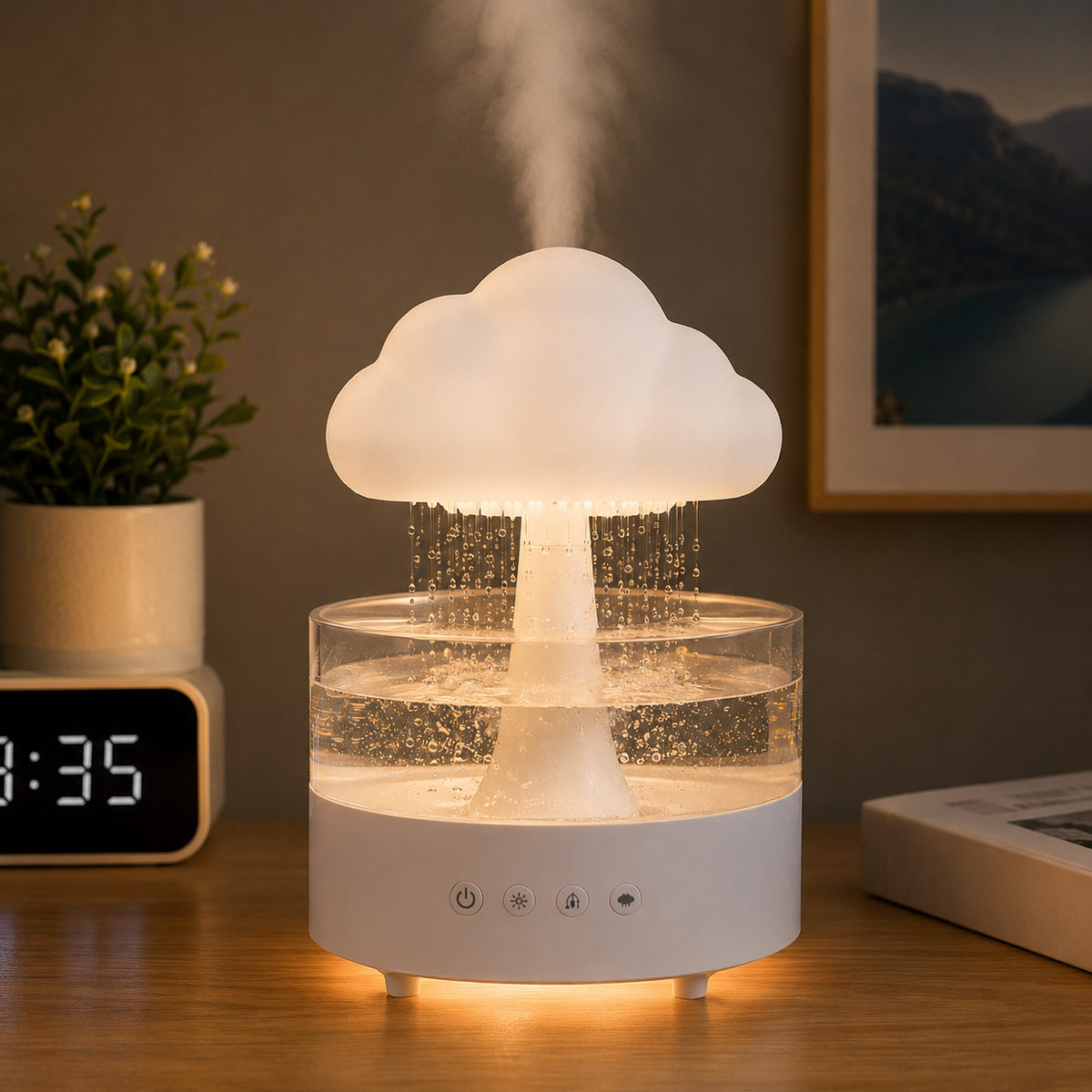 Cloud Humidifier – 3D Rain Cloud Aroma Diffuser with LED Ambient Light
